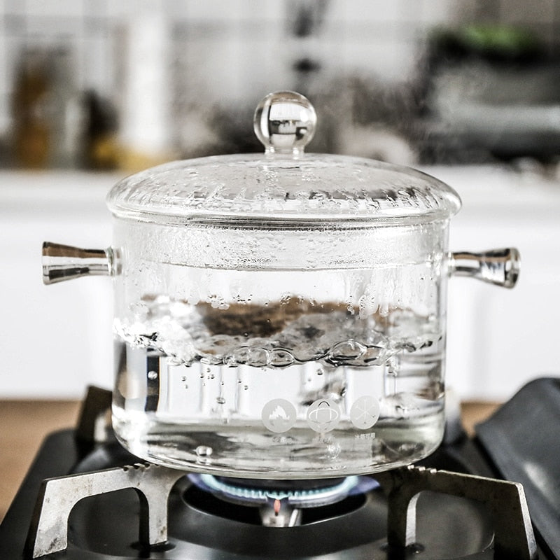 Heat resistant Glass Cooking Pot